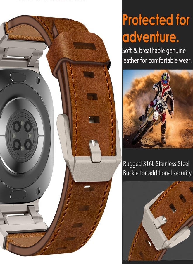 سوار جلدي من وينجل لساعة سامسونج جالاكسي ألترا، مقاس 47 مم، إصدار 2025/2024، للرجال، عريض ومتين، مصنوع من جلد طبيعي فاخر مع موصل معدني، مناسب للارتداء اليومي أو العمل، لون بني - Image 3